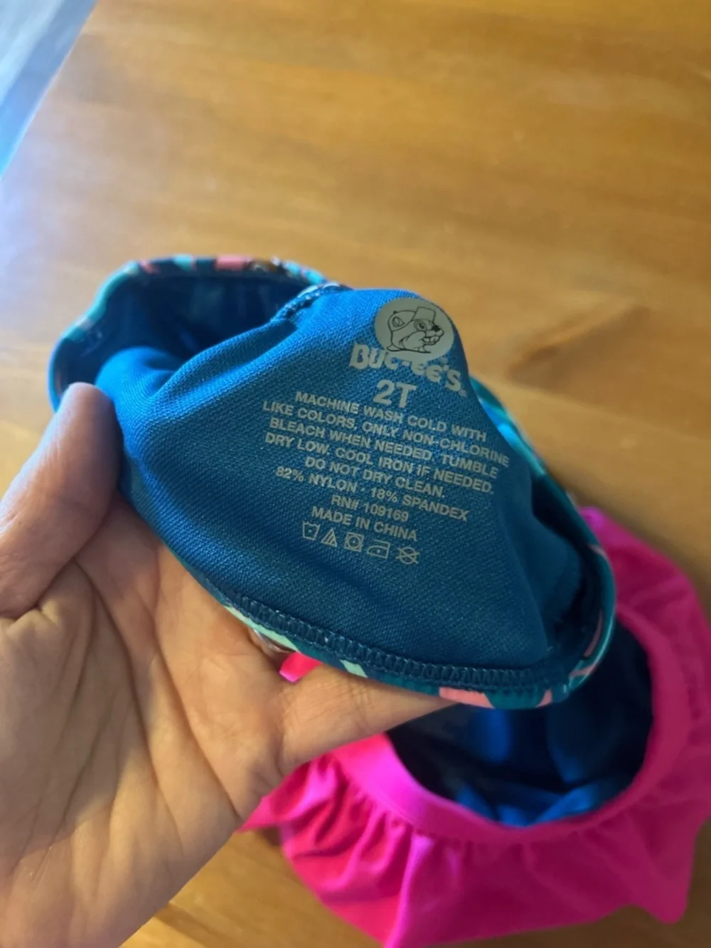 Girls Bucees Two-Piece Ruffle Bikini Swim Set - Teal & Hot Pink 2T